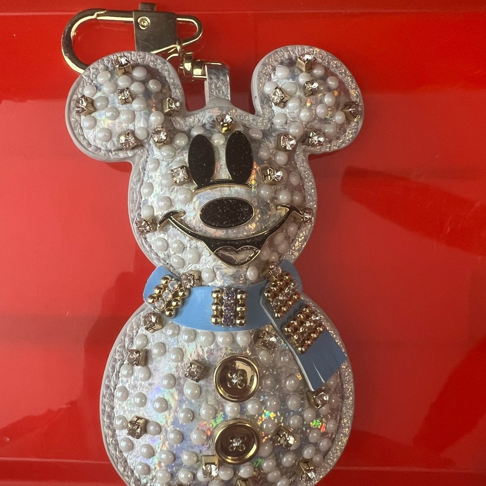 BaubleBar Mickey Mouse Sparkling Snowman Bag Charm